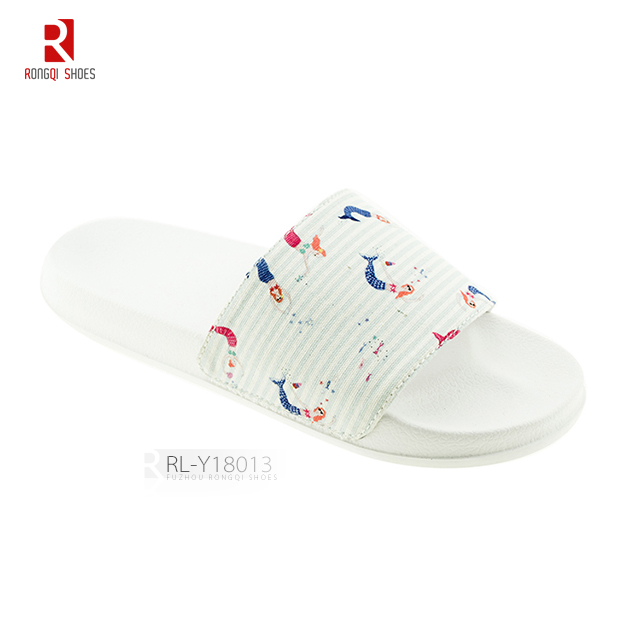 Fancy printed ladies' PVC slip-on slide slippers