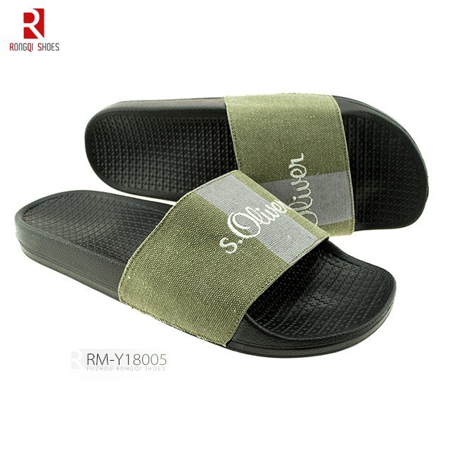 High-quality men's embroidered PVC slide slippers