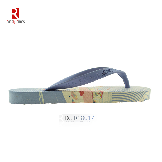Pe outsole and insole with colorful rubber V strap upper lady beach flip-flop