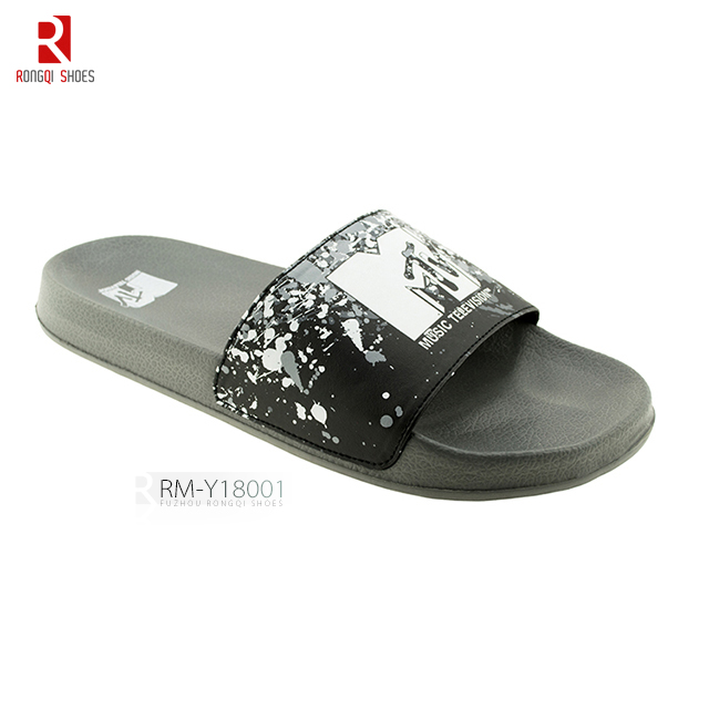 PVC men's custom logo slip-on slide sandals