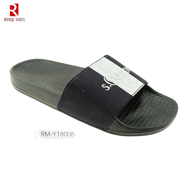 High quality men's embroidered PVC slide slippers