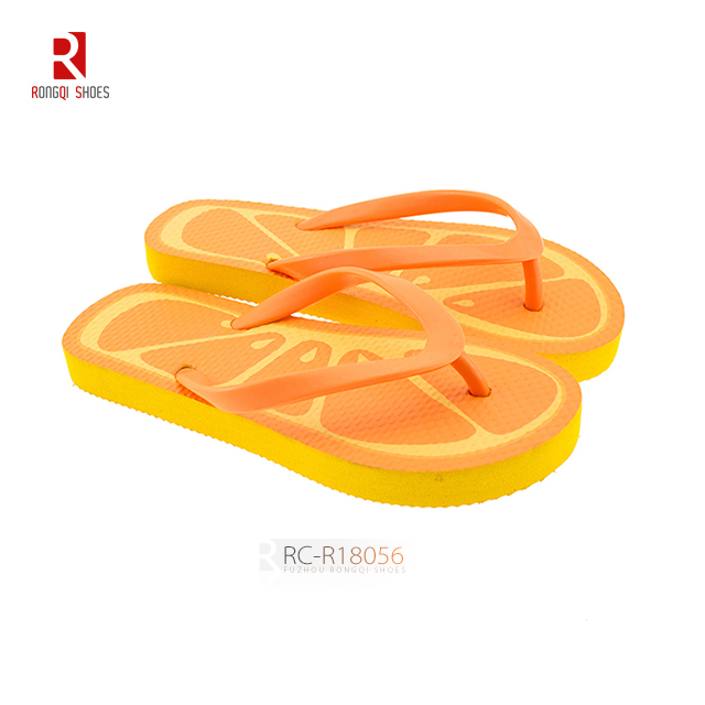 Wholesale children unisex customized fruit shape flip flops with PE outsole